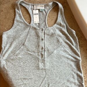 Gray Ribbed Tank Top